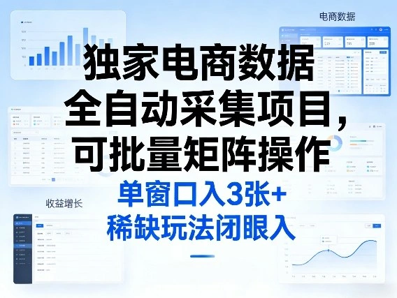独家电商数据全自动采集项目，可批量矩阵操作，单窗口日入3张+，稀缺玩法闭眼入【揭秘】-科技美南博客
