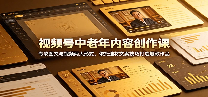 视频号中老年内容创作课：专攻图文与视频两大形式，依托选材文案技巧打造爆款作品-科技美南博客