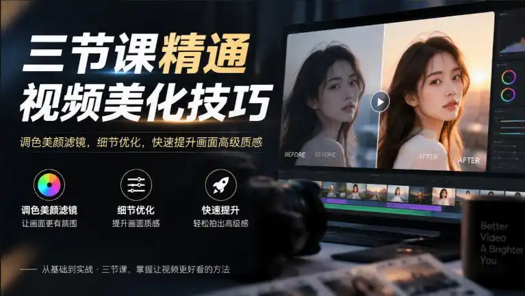 三节课精通视频美化技巧｜调色美颜滤镜，细节优化，快速提升画面高级质感-科技美南博客