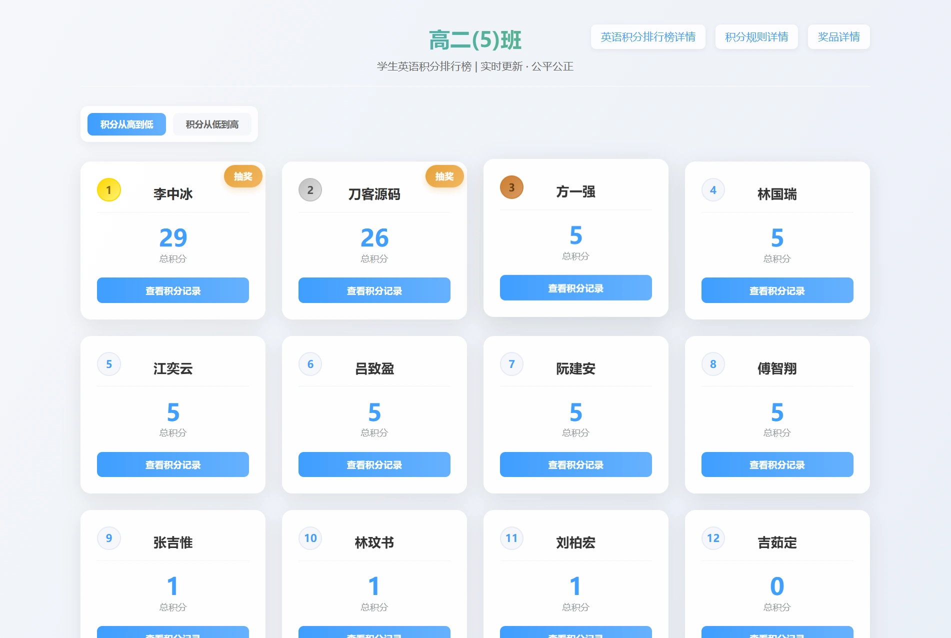 班级学生平时表现记录 积分抽奖系统源码 全开源-科技美南博客