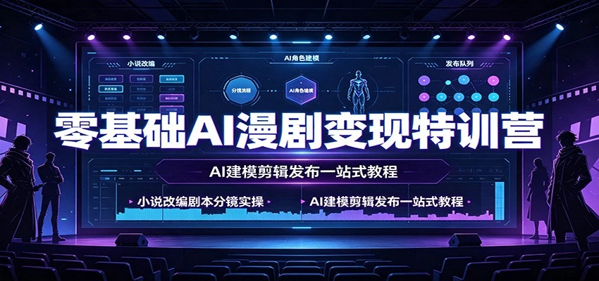 零基础AI漫剧变现特训营：小说改编剧本分镜实操，AI建模剪辑发布一站式教程-科技美南博客