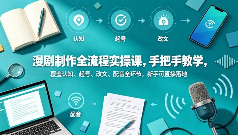 漫剧制作全流程实操课，手把手教学，覆盖认知、起号、改文、配音全环节，新手可直接落地-科技美南博客