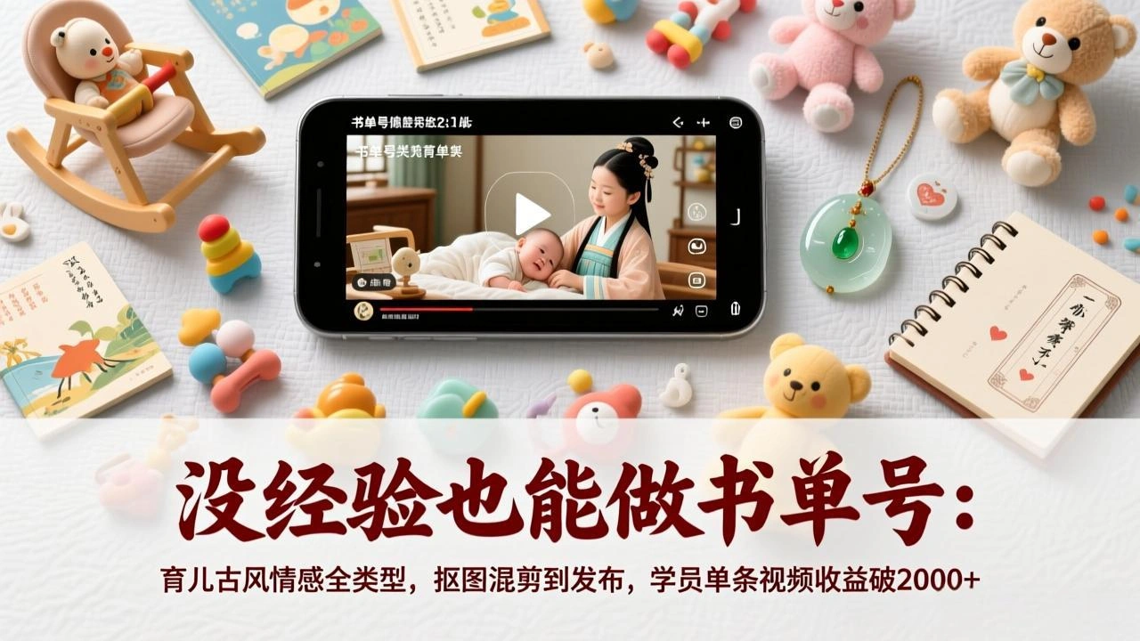 没经验也能做书单号：育儿古风情感全类型，抠图混剪到发布，学员单条视频收益破2000+-科技美南博客