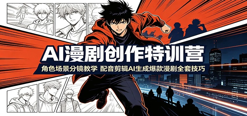 AI漫剧创作特训营：角色场景分镜教学，配音剪辑AI生成爆款漫剧全套技巧-科技美南博客