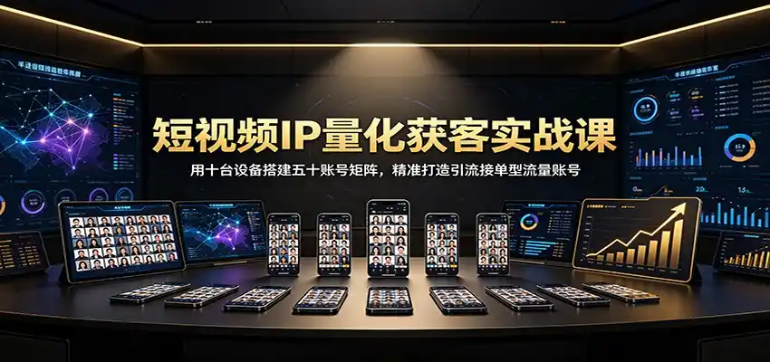 短视频IP量化获客实战课：用十台设备搭建五十账号矩阵，精准打造引流接单型流量账号-科技美南博客