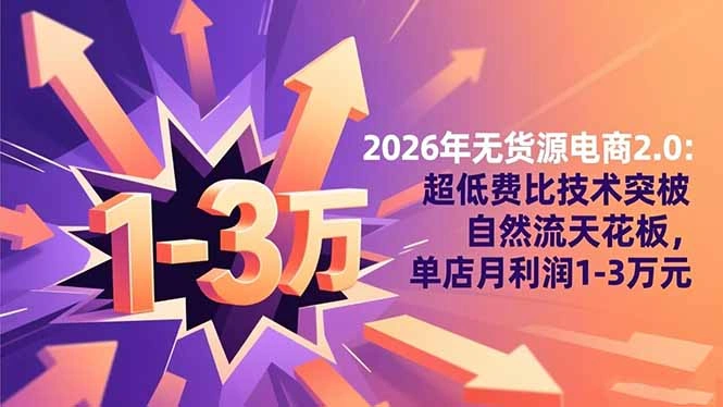 2026年无货源电商2.0:超低费比技术突破自然流天花板,单店月利润1-3万元-科技美南博客