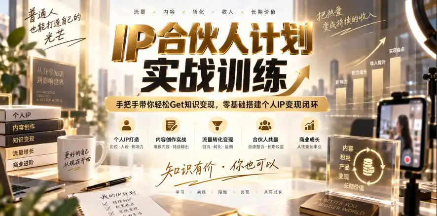 IP合伙人计划实战训练，手把手带你轻松Get知识变现，零基础搭建个人IP变现闭环(更新260908)-科技美南博客