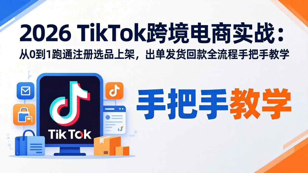 2026TikTok跨境电商实战：从0到1跑通注册选品上架，出单发货回款全流程手把手教学-科技美南博客