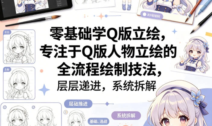 零基础学Q版立绘，专注于Q版人物立绘的全流程绘制技法，层层递进，系统拆解-科技美南博客