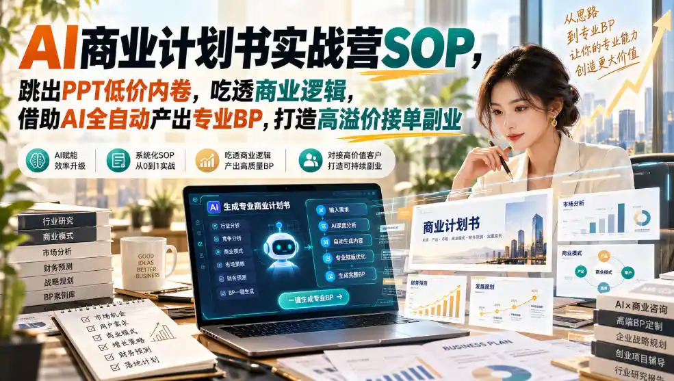 AI商业计划书实战营SOP，跳出PPT低价内卷，吃透商业逻辑，借助AI全自动产出专业BP，打造高溢价接单副业-科技美南博客