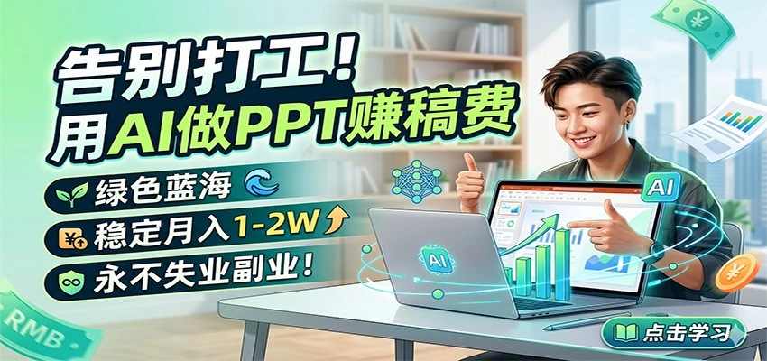 告别打工！用AI做PPT赚稿费，绿色蓝海，稳定月入1-2W，永不失业副业！-科技美南博客