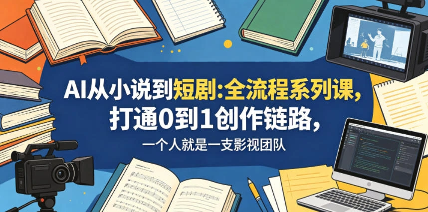 AI从小说到短剧全流程系列课，打通0到1创作链路，一个人就是一支影视团队-科技美南博客