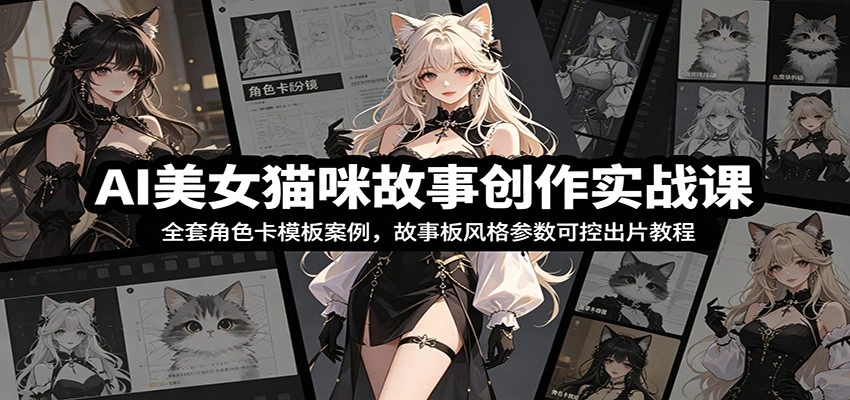 AI美女猫咪故事创作实战课：全套角色卡模板案例，故事板风格参数可控出片教程-科技美南博客