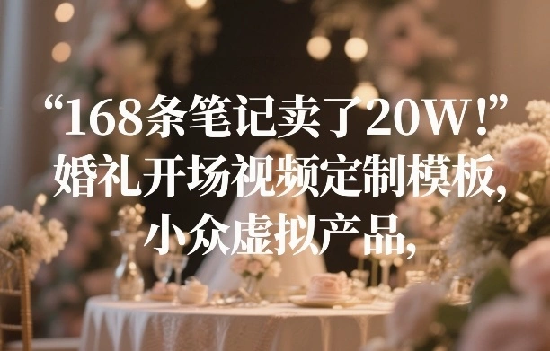 168条笔记卖了20W！婚礼开场视频定制模板，小众虚拟产品-科技美南博客