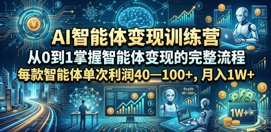 AI智能体变现训练营，从0到1掌握智能体变现的完整流程，每款智能体单次利润40—100+，月入1W+-科技美南博客