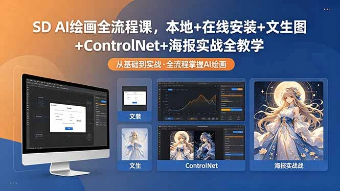 SD AI绘画全流程课，本地+在线安装+文生图+ControlNet+海报实战全教学-科技美南博客