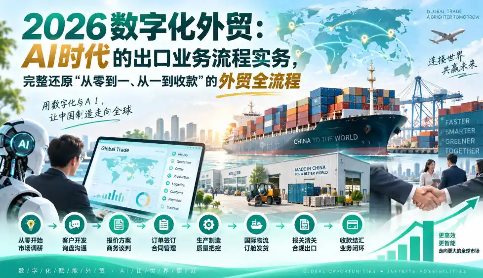 2026数字化外贸：AI时代的出口业务流程实务，完整还原”从零到一、从一到收款”的外贸全流程-科技美南博客