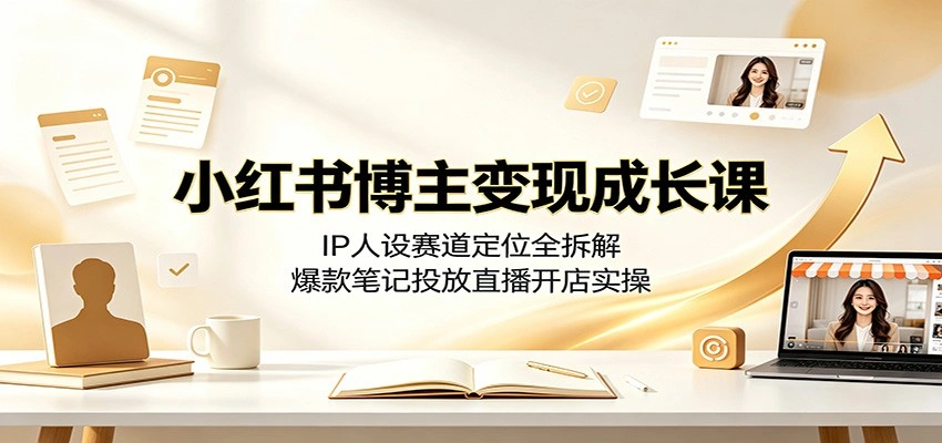 小红书博主变现成长课：IP人设赛道定位全拆解，爆款笔记投放直播开店实操-科技美南博客