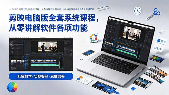 剪映电脑版全套系统课程，从零讲解软件各项功能，结合海量实战案例培养专业剪辑思维-科技美南博客