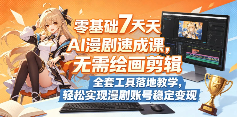 零基础7天AI漫剧速成课,无需绘画剪辑,全套工具落地教学,轻松实现漫剧账号稳定变现-科技美南博客