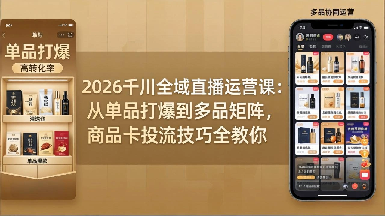 2026千川全域直播运营课：从单品打爆到多品矩阵，商品卡投流技巧全教你-科技美南博客
