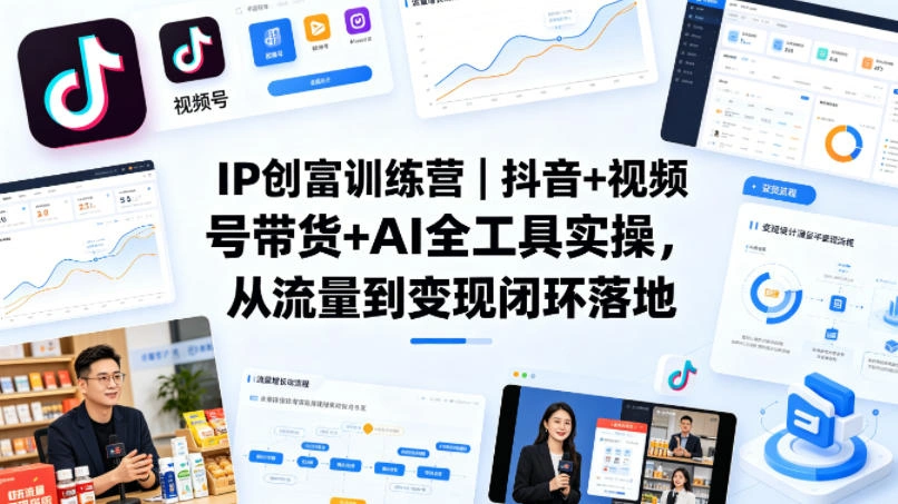 IP创富训练营｜抖音+视频号带货+AI全工具实操，从流量到变现闭环落地-科技美南博客