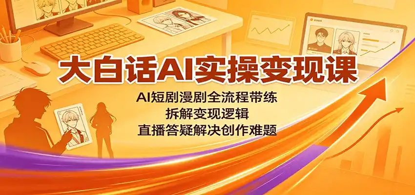 大白话AI实操变现课:AI短剧漫剧全流程带练,拆解变现逻辑,直播答疑解决创作难题-科技美南博客