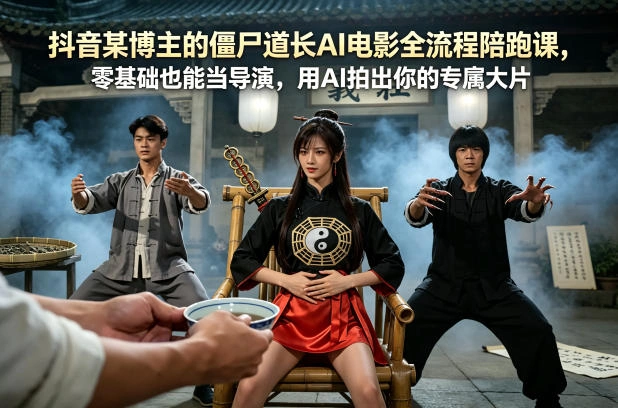 抖音某博主的僵尸道长AI电影全流程陪跑课，零基础也能当导演，用AI拍出你的专属大片-科技美南博客