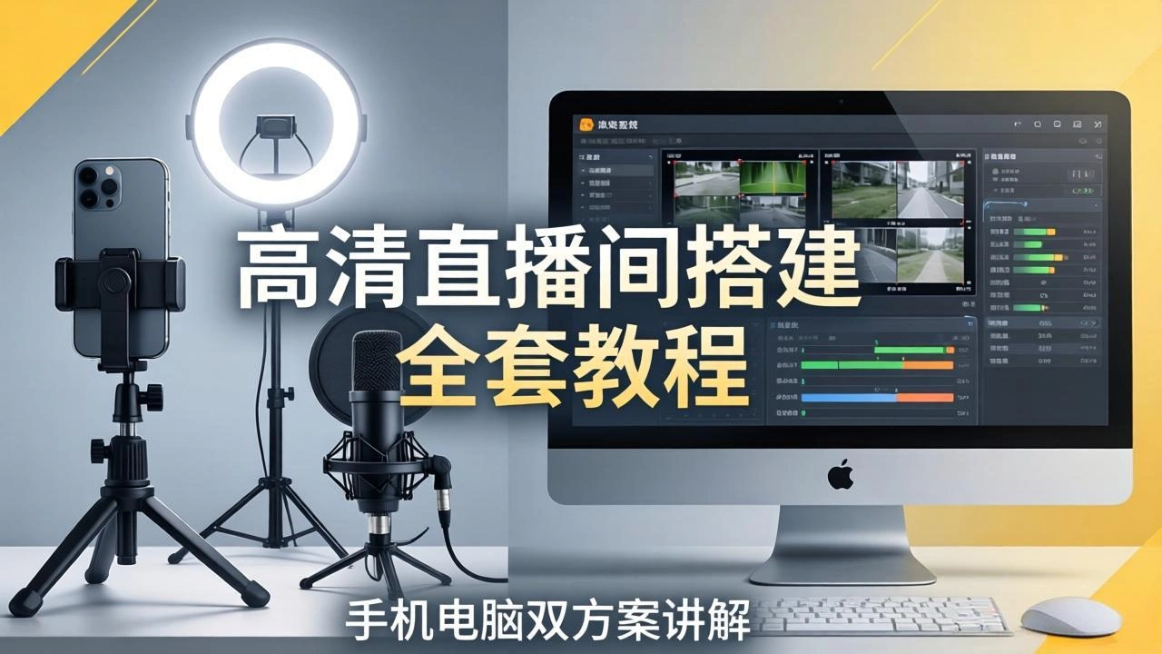 高清直播间搭建全套教程，手机电脑双方案讲解，设备选型调试多机位实操教学-科技美南博客