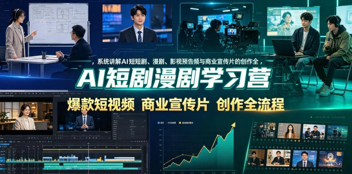 AI短剧漫剧学习营，系统讲解AI短剧、漫剧、影视预告片、爆款短视频与商业宣传片的创作全流程-科技美南博客