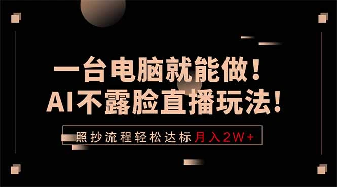 一台电脑就能做！AI不露脸直播玩法，照抄流程轻松达标月入2W+-科技美南博客