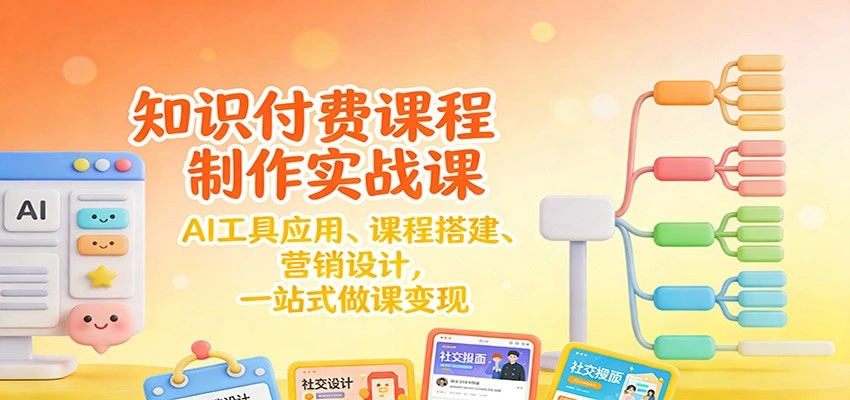 知识付费课程制作实战课:AI工具应用 、课程搭建、营销设计,一站式做课变现-科技美南博客