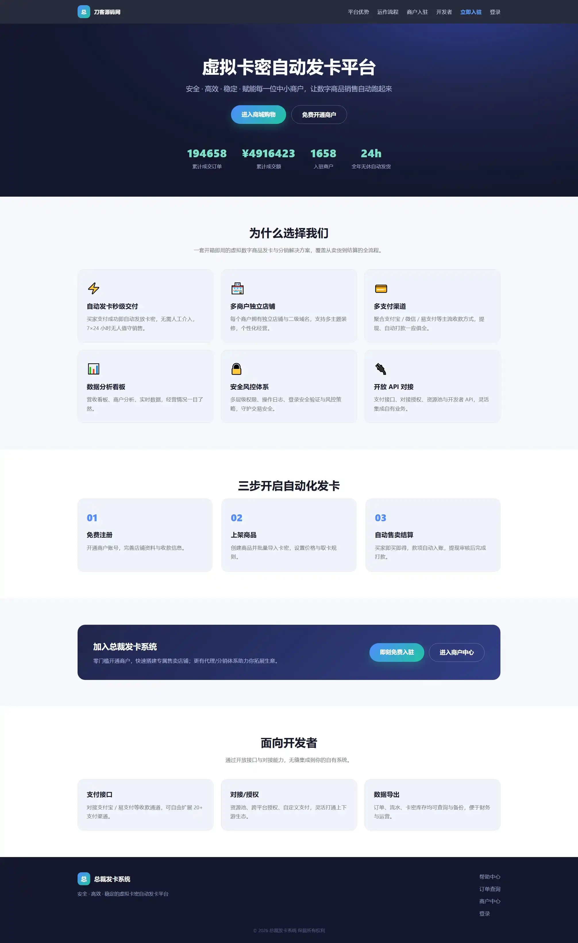 总裁自动发卡系统源码-科技美南博客