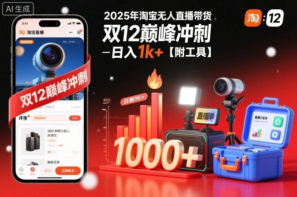 2025年淘宝无人直播带货，冲刺双12，日入1k+【附工具】【揭秘】-科技美南博客