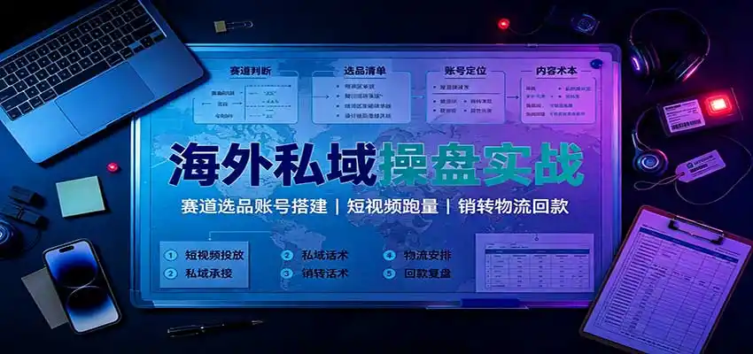 海外私域操盘实战:赛道选品账号搭建,短视频跑量,销转物流回款-科技美南博客