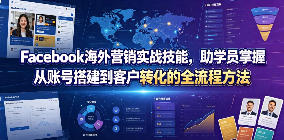 Facebook海外营销实战技能，助学员掌握从账号搭建到客户转化的全流程方法-科技美南博客
