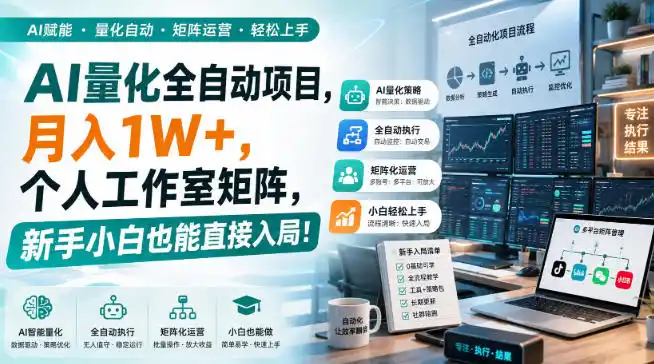 AI量化全自动项目,月入1W+,个人工作室矩阵,新手小白也能直接入局!【揭秘】-科技美南博客