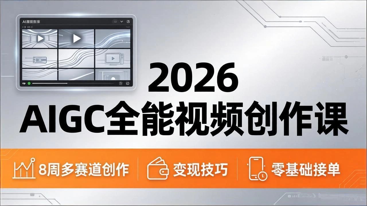 2026AIGC全能视频创作课，8周吃透多赛道创作+变现，零基础也能高效出片接单-科技美南博客