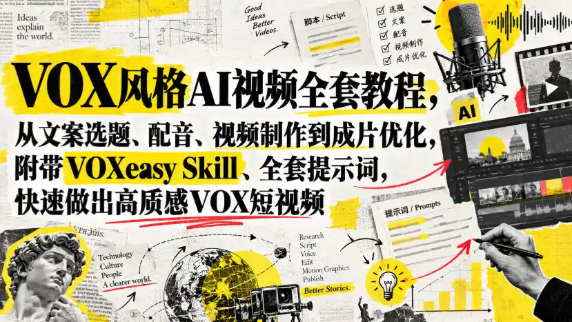 VOX风格AI视频全套教程，从文案选题、配音、视频制作到成片优化，附带VOXeasy Skill、全套提示词，快速做出高质感VOX短视频-科技美南博客