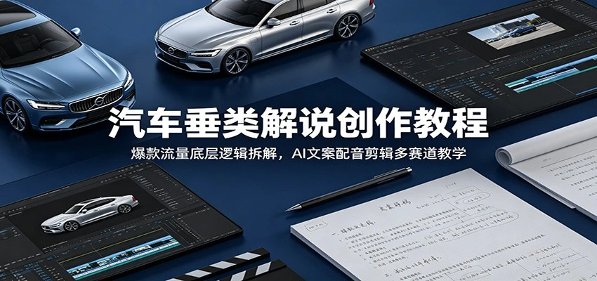 汽车垂类解说创作教程：爆款流量底层逻辑拆解，AI文案配音剪辑多赛道教学-科技美南博客