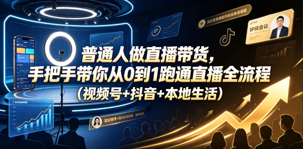 普通人做直播带货，手把手带你从0到1跑通直播全流程(视频号+抖音+本地生活)-科技美南博客