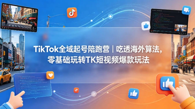 TikTok全域起号陪跑营｜吃透海外算法，零基础玩转TK短视频爆款玩法-科技美南博客
