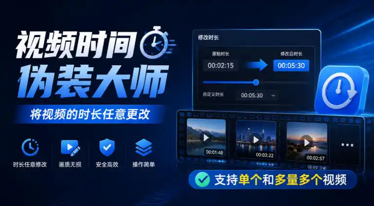 视频时间伪装大师，将视频的时长任意更改，支持单个和多量多个视频-科技美南博客