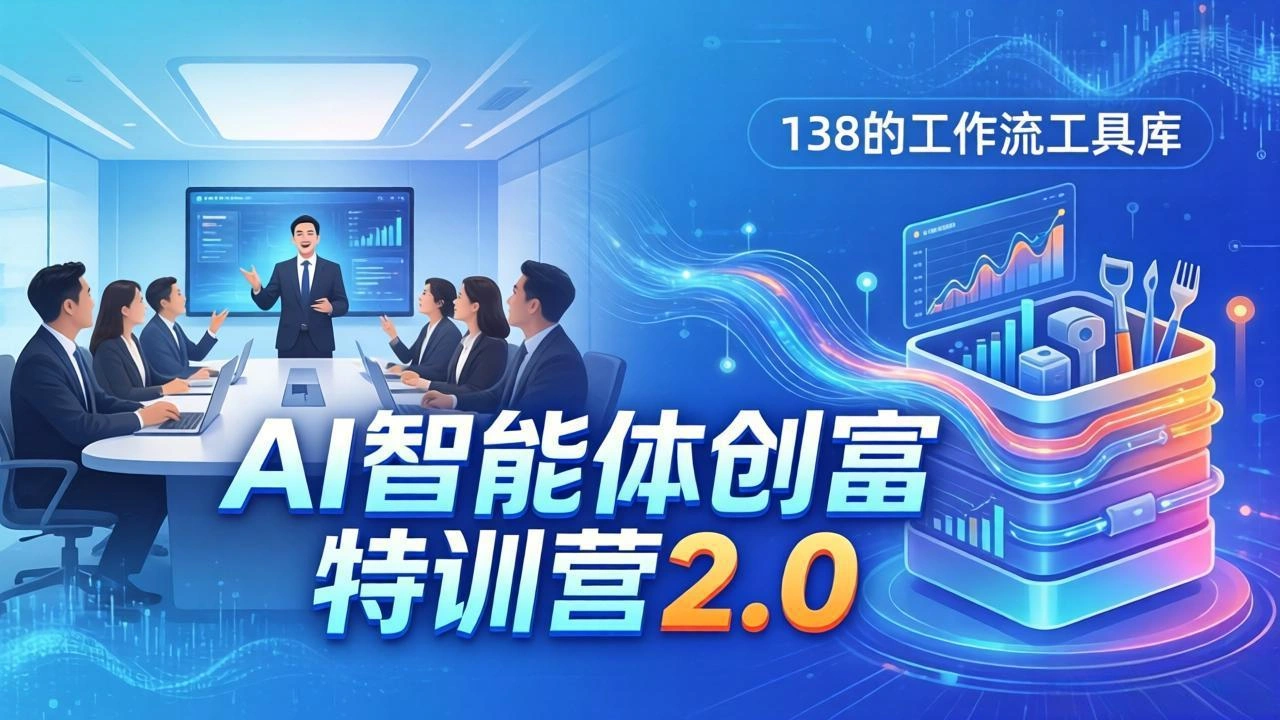 AI智能体创富训练营2.0：3天闭门直播+视频课+工具库，从0到1搭建智能体附138个工作流-科技美南博客