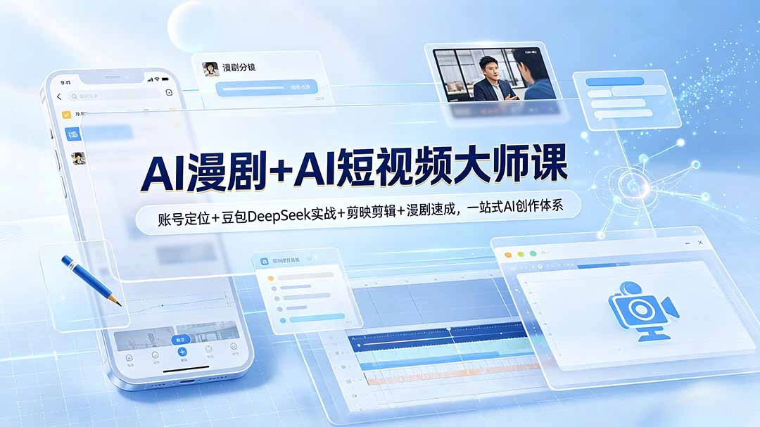 AI漫剧+AI短视频大师课：账号定位+豆包DeepSeek实战+剪映剪辑+漫剧速成，一站式AI创作体系-科技美南博客