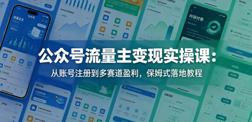 公众号流量主变现实操课：从账号注册到多赛道盈利，保姆式落地教程-科技美南博客