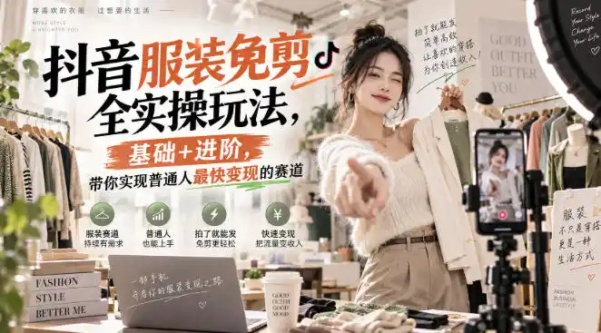 抖音服装免剪全实操玩法，基础+进阶，带你实现普通人最快变现的赛道-科技美南博客