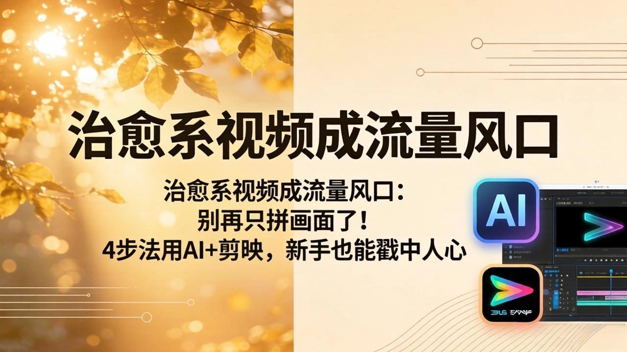 治愈系视频成流量风口：别再只拼画面了！4步法用AI+剪映，新手也能戳中人心-科技美南博客