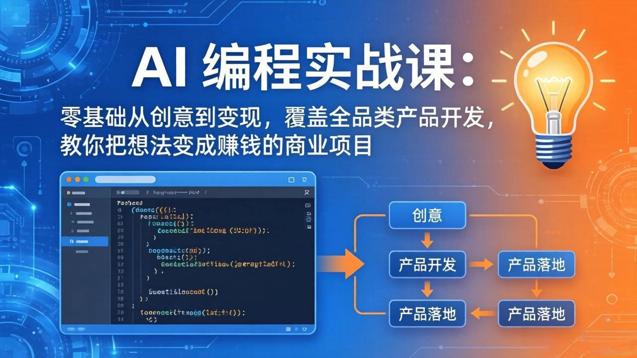 AI编程实战课-第三期-5月3更新：零基础从创意到变现，覆盖全品类产品开发，把想法变成赚钱项目-科技美南博客