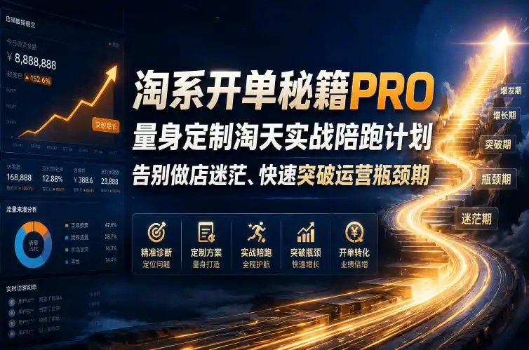 淘系开单秘籍PRO，量身定制淘天实战陪跑计划，告别做店迷茫、快速突破运营瓶颈期(更新260823)-科技美南博客